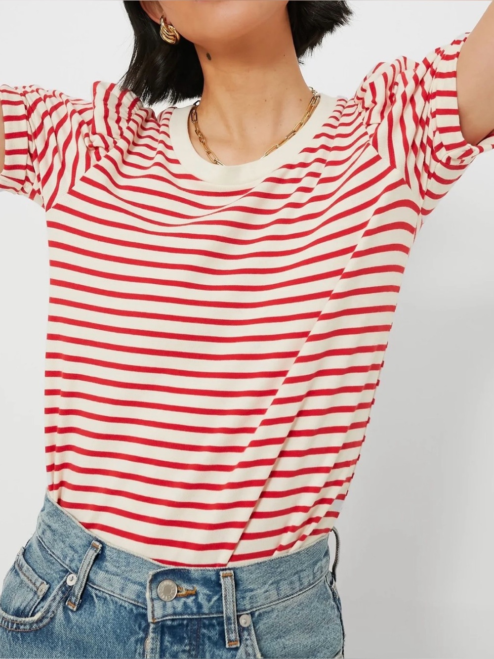 Tuckernuck Pomander Place Striped Vesty Puff Short Sleeve Crewneck